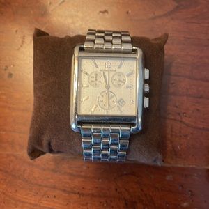 Michael Kors silver bracelet square face watch with crystals